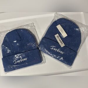 2 New Forever Blue Beanies